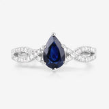 1.14 Carat Genuine Blue Sapphire and White Diamond 14K White Gold Ring