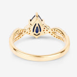 1.14 Carat Genuine Blue Sapphire and White Diamond 14K Yellow Gold Ring
