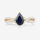 1.14 Carat Genuine Blue Sapphire and White Diamond 14K Yellow Gold Ring