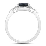 1.54 Carat Genuine Blue Sapphire and White Diamond 14K White Gold Ring