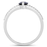 1.49 Carat Genuine Blue Sapphire and White Diamond 14K White Gold Ring