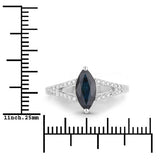 1.49 Carat Genuine Blue Sapphire and White Diamond 14K White Gold Ring