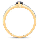 1.50 Carat Genuine Blue Sapphire and White Diamond 14K Yellow Gold Ring