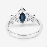 1.50 Carat Genuine Blue Sapphire and White Diamond 14K White Gold Ring