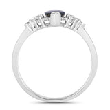 1.47 Carat Genuine Blue Sapphire and White Diamond 14K White Gold Ring