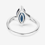 2.26 Carat Genuine Blue Sapphire and White Diamond 14K White Gold Ring