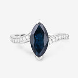 2.26 Carat Genuine Blue Sapphire and White Diamond 14K White Gold Ring