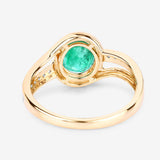 1.62 Carat Genuine Zambian Emerald and White Diamond 14K Yellow Gold Ring