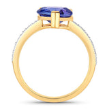 2.40 Carat Genuine Tanzanite and White Diamond 14K Yellow Gold Ring