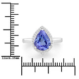 2.72 Carat Genuine Tanzanite and White Diamond 14K White Gold Ring