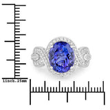 4.54 Carat Genuine Tanzanite and White Diamond 14K White Gold Ring