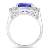 5.17 Carat Genuine Tanzanite and White Diamond 14K White Gold Ring