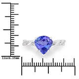2.48 Carat Genuine Tanzanite and White Diamond 14K White Gold Ring