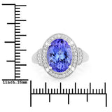 4.31 Carat Genuine Tanzanite and White Diamond 14K White Gold Ring