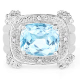 4.90 Carat Genuine Blue Topaz & White Topaz .925 Sterling Silver Ring