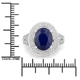4.74 Carat Genuine Blue Sapphire and White Diamond 14K White Gold Ring
