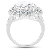 5.90 Carat Genuine Crystal Quartz and Swiss Blue Topaz .925 Sterling Silver Ring