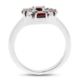 2.02 Carat Genuine Garnet & White Topaz .925 Sterling Silver Ring