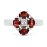 2.02 Carat Genuine Garnet & White Topaz .925 Sterling Silver Ring