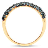 14K Yellow Gold Plated 0.65 Carat Genuine Blue Diamond .925 Sterling Silver Ring