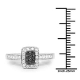 0.35 Carat Genuine Black Diamond and White Diamond .925 Sterling Silver Ring