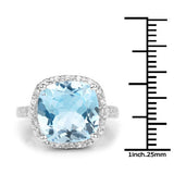 7.18 Carat Genuine Blue Topaz and White Topaz .925 Sterling Silver Ring