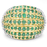 2.16 Carat Genuine Emerald and White Topaz .925 Sterling Silver Ring
