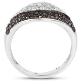 0.50 Carat Genuine Champagne Diamond and White Diamond .925 Sterling Silver Ring