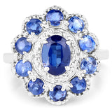 2.47 Carat Genuine Kyanite & White Topaz .925 Sterling Silver Ring