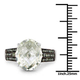 4.41 Carat Genuine Green Amethyst and Green Diamond .925 Sterling Silver Ring