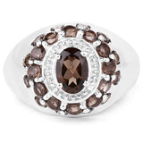 1.90 Carat Genuine Smoky Quartz .925 Sterling Silver Ring