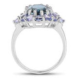 5.41 Carat Genuine London Blue Topaz and Tanzanite .925 Sterling Silver Ring