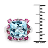 8.19 Carat Genuine Blue Topaz & Rhodolite .925 Sterling Silver Ring