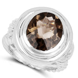 6.59 Carat Genuine Smoky Quartz .925 Sterling Silver Ring