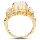 14K Yellow Gold Plated 3.26 Carat Genuine Ethiopian Opal .925 Sterling Silver Ring