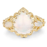 14K Yellow Gold Plated 3.26 Carat Genuine Ethiopian Opal .925 Sterling Silver Ring