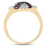 14K Yellow Gold Plated 0.57 Carat Genuine Ruby and White Cubic Zirconia .925 Sterling Silver Ring