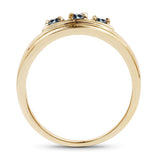 14K Yellow Gold Plated 0.33 Carat Genuine Blue Diamond .925 Sterling Silver Ring