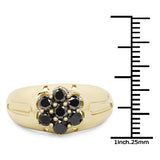 14K Yellow Gold Plated 0.98 Carat Genuine Black Diamond .925 Sterling Silver Ring