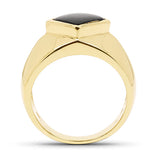 14K Yellow Gold Plated 2.00 Carat Genuine Black Onyx .925 Sterling Silver Ring