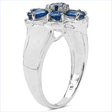 2.43 Carat Genuine Blue Sapphire .925 Sterling Silver Ring