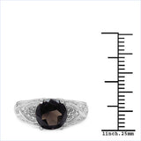 2.59 Carat Genuine Smoky Quartz & White Topaz .925 Sterling Silver Ring