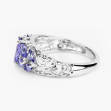 1.63 Carat Genuine Tanzanite .925 Sterling Silver Ring