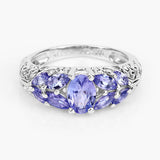 1.63 Carat Genuine Tanzanite .925 Sterling Silver Ring