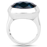 10.25 Carat Genuine London Blue Topaz .925 Sterling Silver Ring