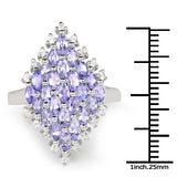 2.40 Carat Genuine Tanzanite and White Topaz .925 Sterling Silver Ring