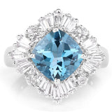 5.19 Carat Genuine London Blue Topaz & White Topaz .925 Sterling Silver Ring