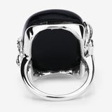 21.04 Carat Genuine Black Onyx and White Topaz .925 Sterling Silver Ring
