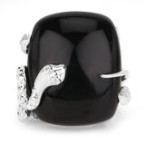 21.04 Carat Genuine Black Onyx and White Topaz .925 Sterling Silver Ring