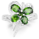 1.64 Carat Genuine Chrome Diopside .925 Sterling Silver Ring
